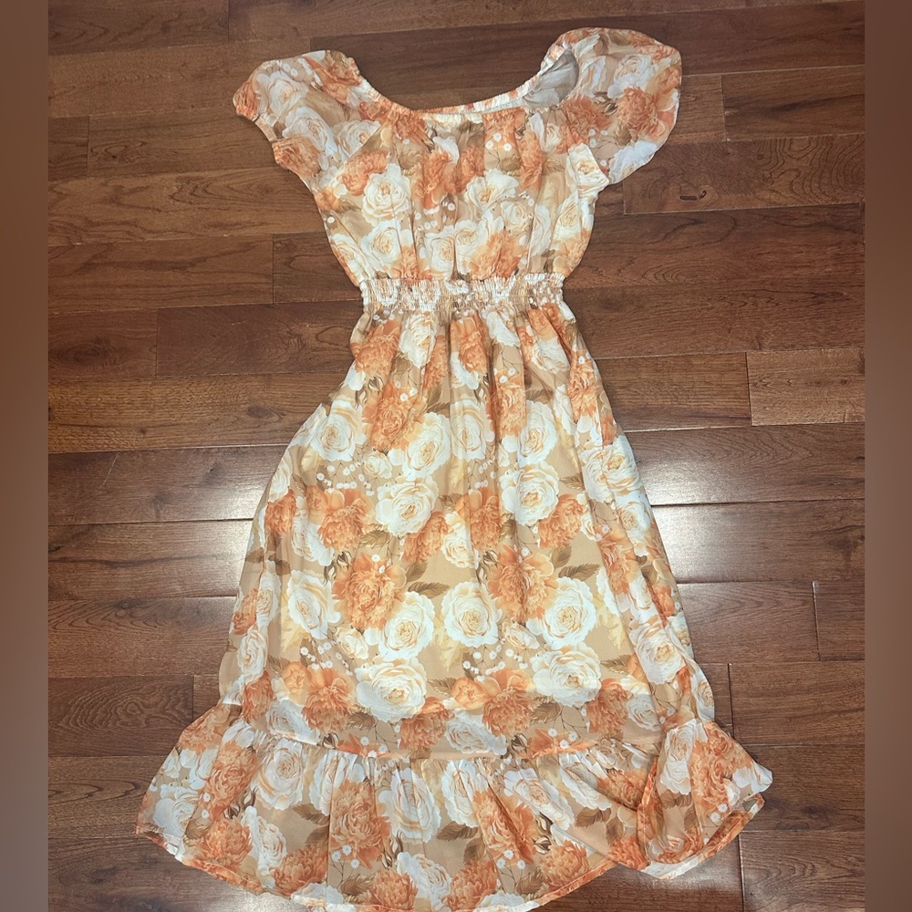 Silk flower midi dress